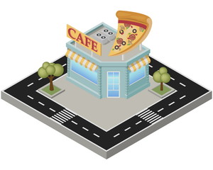 Isometric cafe building