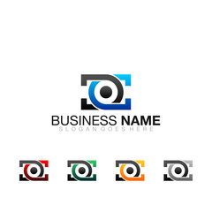 Colorful Abstract Camera Eye Logo - Vector Icon