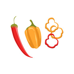 Sweet And Hot Pepper Set Of Pizza Ingredients