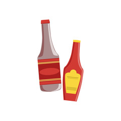 Ketchup And Sauce Set Of Pizza Ingredients