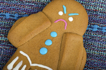 Closeup gingerbread man cookie
