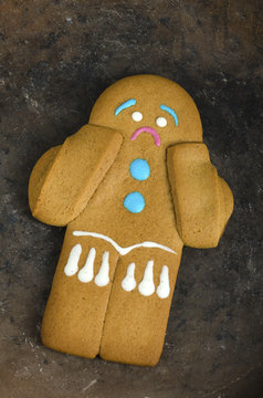 Sad Gingerbread Man On A Plate