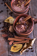 Chocolate ice cream with spices