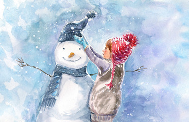 Winter watercolor illustration