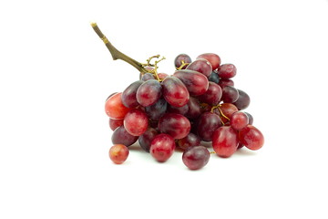 bunch of small red grapes isolate on white background
