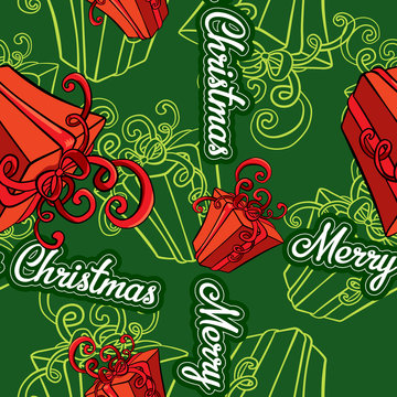 Gift box, vector image seamless background