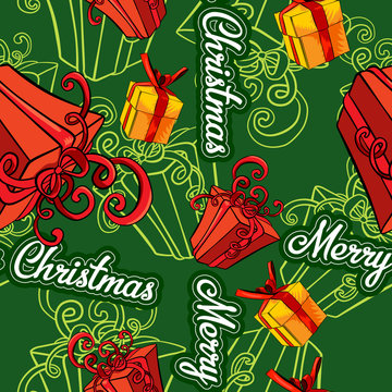 Gift box, vector image seamless background