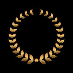 Vector gold award wreaths, laurel on black background. Vector