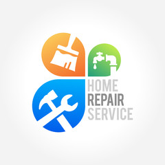Home repair emblem and symbol of a house