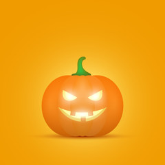 Cartoon halloween pumpkin. Pumpkin with sinister smiling face isolated on white background. Vector