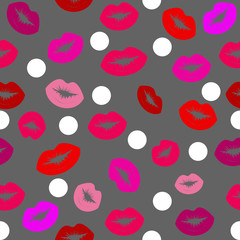 seamless background with pink  lips pattern