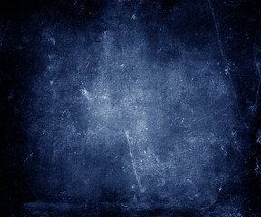 Blue Beautiful Grunge Wall Background, Dark Abstract Distressed Texture