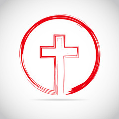 Fototapeta premium Red christian cross icon. Vector illustration.