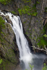 Fototapeta na wymiar Voringsfossen waterfall long exposure photo, Norway.