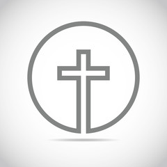 Gray christian cross icon. Vector illustration.