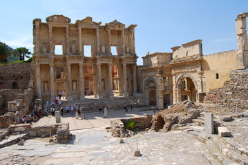 Fototapeta na wymiar Ephesus Turkey: Library of Celsus Ancient Greek City on coast of Ionia 10th century BC