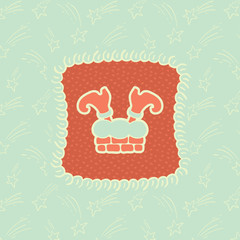 Christmas and New Year vintage ornate frame with Santa Claus symbol