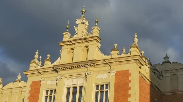 Detail of roof of the Cloth Hall building, which dates to the Renaissance, from Krakow, Poland.