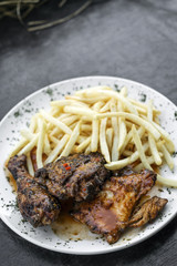 portuguese famous piri piri spicy bbq chicken with french fries