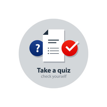 Questionair, survey concept, consulting services, tutoring and guidance icons