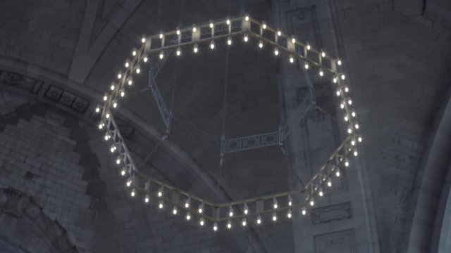 New Town Hall in Hanover, Germany. Refocus on dome lamp in 4K and S-Log3. Close-up. Autumn. Neues Rathaus Hannover.



