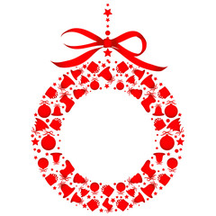 Christmas wreath, on a white