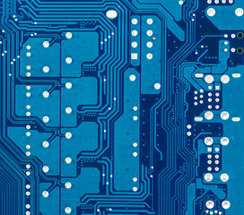 blue circuit board background of computer motherboard