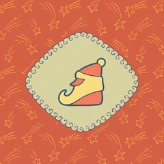 Christmas and New Year vintage ornate frame with Santa Claus symbol