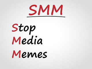 Fototapeta premium Stop media memes. SMM. Abbreviation. 