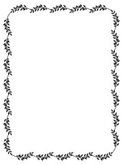 Black and white frame with floral silhouettes. Copy space. Vector clip art.