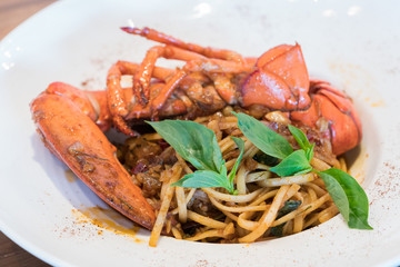Pasta with lobster and crayfish