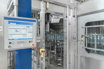 for the production of plastic bottles and bottles on a conveyor belt factory