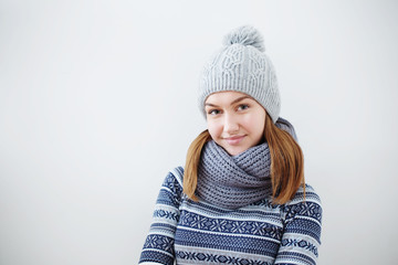 happy girl in winter hat