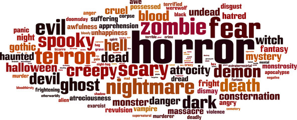 Obraz premium Horror word cloud concept. Vector illustration