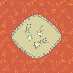 Christmas and New Year vintage ornate frame with falling stars symbol