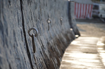 Argolas de amarração no pier