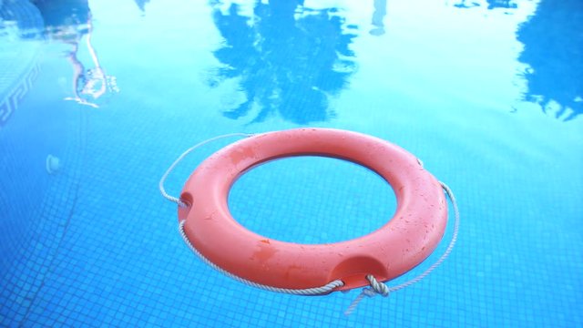 lifebuoy floating in the pool