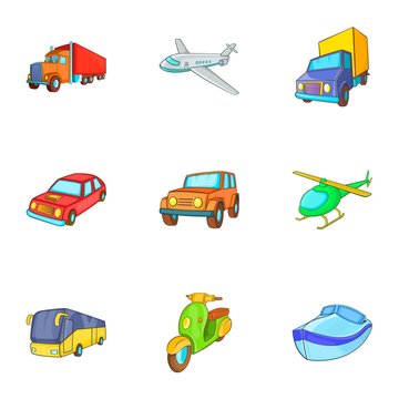 Vehicle icons set. Cartoon illustration of 9 vehicle vector icons for web