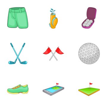 Golf icons set. Cartoon illustration of 9 golf vector icons for web