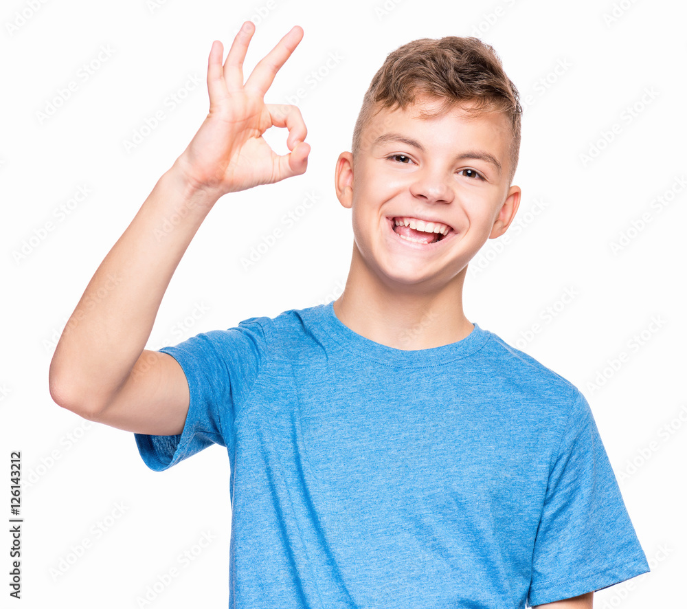 Wall mural emotional portrait of teen boy