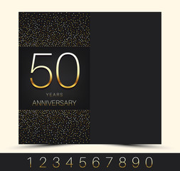 Anniversary 5th, 10th, 15th, 20th, 30th, 40th, 50th, 60th invitation card. Vector illustration.