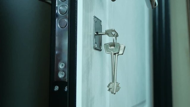 steel iron shop door in store range of purchase sale with keys