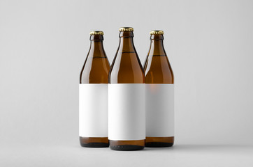 Beer Bottle Mock-Up - Three Bottles. Blank Label