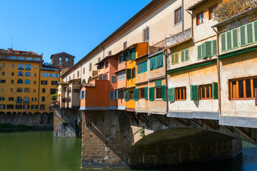 Fototapeta na wymiar Florence town and the Ponte Vecchio bridge the Arno river