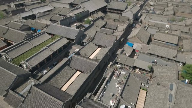 Drone flight over historic Pingyao city