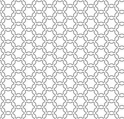 Naklejka premium Vector monochrome seamless pattern, subtle ornamental background, black & white lattice, thin lines, repeat geometric tiles. Simple abstract endless texture. Design element for prints, digital, web