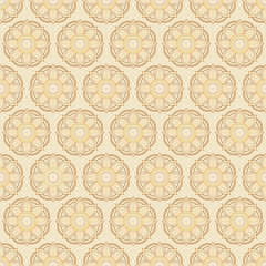 Seamless ethnic pattern with floral motives. Mandala stylized pr
