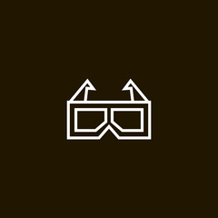 3d glasses icon vector, clip art. Also useful as logo, web UI element, symbol, graphic image, silhouette and illustration.