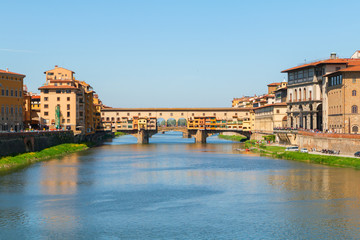 Obraz premium Florence town and the Ponte Vecchio bridge the Arno river