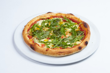 pizza on the white